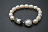 Crystal Pearl Stretch Charm Bracelet for Women