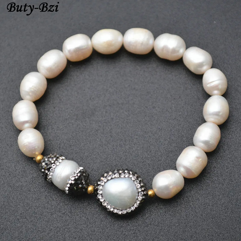 Crystal Pearl Stretch Charm Bracelet for Women