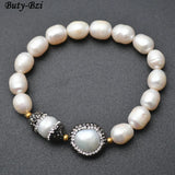Crystal Pearl Stretch Charm Bracelet for Women