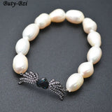 Abalone Shell Heart Charm Pearl Bracelet Jewelry Gift
