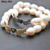 Abalone Shell Heart Charm Pearl Bracelet Jewelry Gift