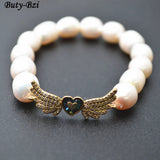 Abalone Shell Heart Charm Pearl Bracelet Jewelry Gift