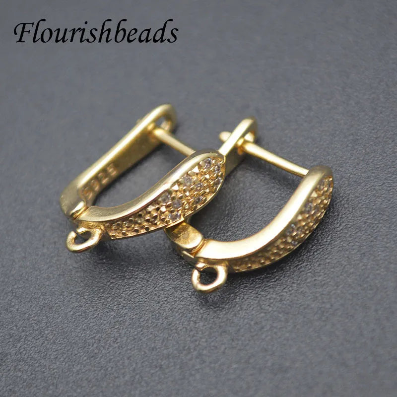 Silver CZ Beads Shvenzy Earring Hooks DIY Jewelry 30pcs
