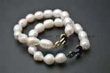 Paved CZ Abalone Shell Anchor Charm Pearl Bracelet