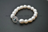 Paved CZ Abalone Shell Coin Eye Bracelet