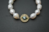 Paved CZ Abalone Shell Coin Eye Bracelet