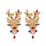 Crystal Pearl Christmas Bell Deer Lollipop Alpaca Earrings