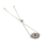 Colorful CZ Evil Eye Link Bracelet Charms Crystal Adjustable Chain Bracelets