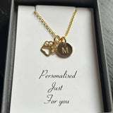 Paw Print Necklace, Initial Dog Paw, Dog Lover Gift, Personalised Gifts