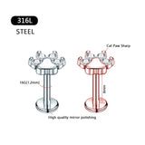 Zircon Labret Lip Stud 316L Stainless Steel