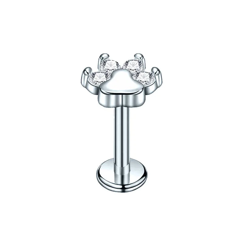 Zircon Labret Lip Stud 316L Stainless Steel