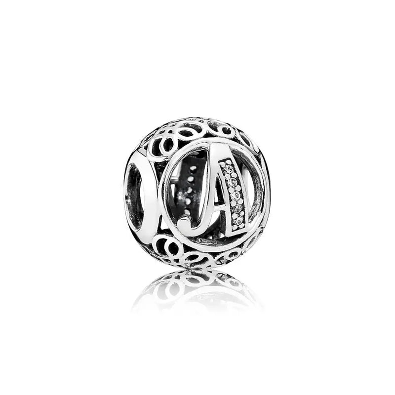 925 Silver Charm Bracelet with 26 Letters Beads for Women