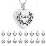 Leaf Pattern Heart Cremation Jewelry Keepsake Memorial Urn Necklace