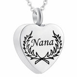 Leaf Pattern Heart Cremation Jewelry Keepsake Memorial Urn Necklace