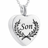 Leaf Pattern Heart Cremation Jewelry Keepsake Memorial Urn Necklace