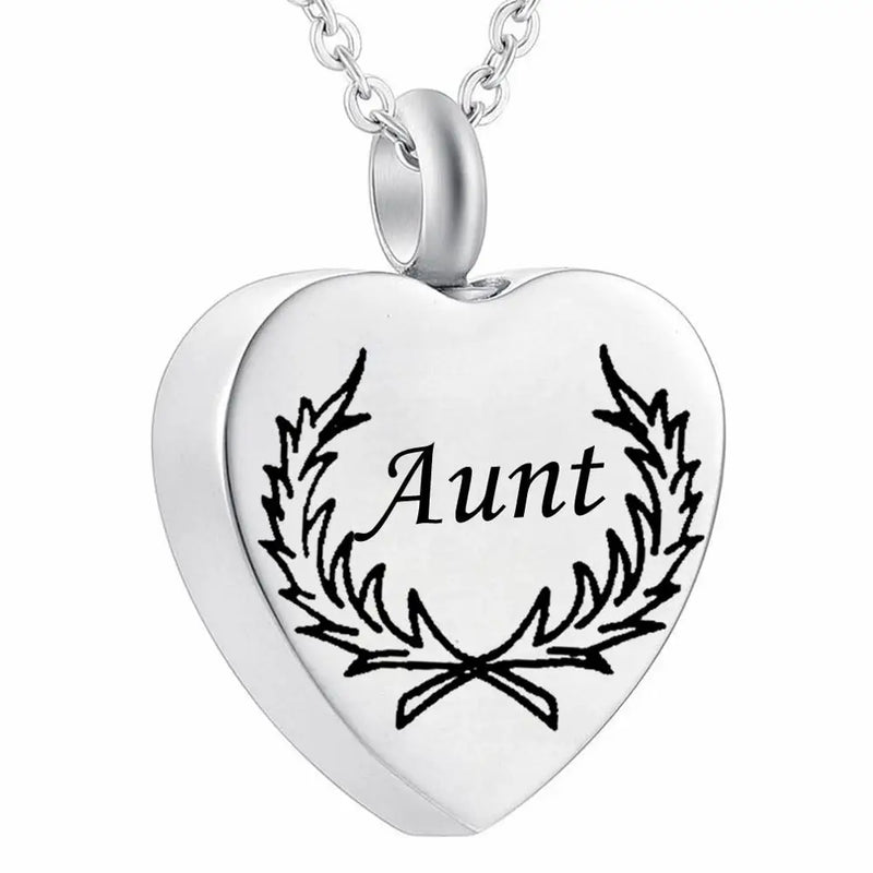 Leaf Pattern Heart Cremation Jewelry Keepsake Memorial Urn Necklace