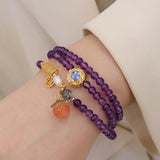 Peach Agate Amethyst Quartz Bracelet for Women