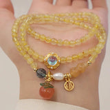 Peach Agate Amethyst Quartz Bracelet for Women