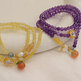 Peach Agate Amethyst Quartz Bracelet for Women
