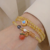 Peach Agate Amethyst Quartz Bracelet for Women