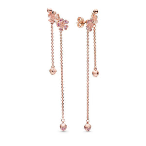 Peach Blossom Drop Earrings Rose Gold Stones Women's Jewelry