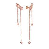 Peach Blossom Drop Earrings Rose Gold Stones Women's Jewelry