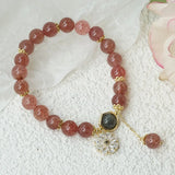Peach Blossom Strawberry Crystal Bracelet for Women
