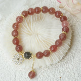 Peach Blossom Strawberry Crystal Bracelet for Women