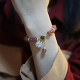 Peach Blossom Strawberry Crystal Bracelet for Women