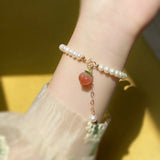 Peach Pearl Bracelet for Women Gift Freshwater Beaded