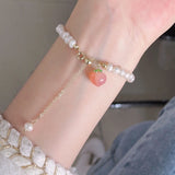 Peach Pearl Bracelet for Women Gift Freshwater Beaded