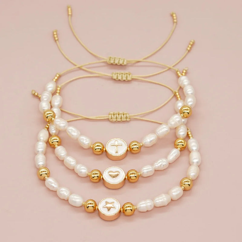 Peach Heart Round Pearl Bracelet Lightweight Women's Jewelry