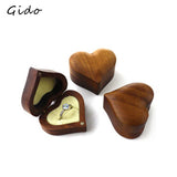 Peach Wood Couple Wedding Engagement Ring Box Gift Proposal Ring Box