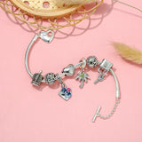 Peach Heart T Buckle Bracelet with Pansy Flower Pendant