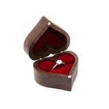 Vintage Walnut Wood Wedding Rings Box Stud Earrings Display