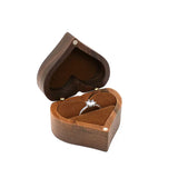 Vintage Walnut Wood Wedding Rings Box Stud Earrings Display
