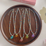 Peach Beaded Necklace Choker Pendant Jewelry Gift