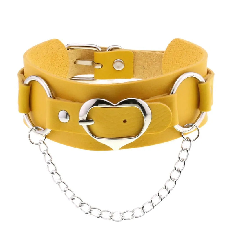Peach-shaped Heart-shaped Leather Punk Choker Double-layer Collar Necklace