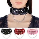 Peach-shaped Heart-shaped Leather Punk Choker Double-layer Collar Necklace