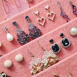 Peachblow Velvet Jewelry Box Earrings Organizer Holder Case