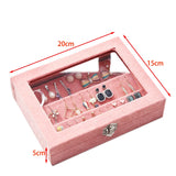 Peachblow Velvet Jewelry Box Earrings Organizer Holder Case
