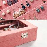 Peachblow Velvet Jewelry Box Earrings Organizer Holder Case