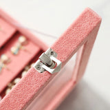 Peachblow Velvet Jewelry Box Earrings Organizer Holder Case