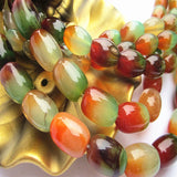 Peacock Agate Barrel Rice Beads Strand Tibetan Jewelry Findings DIY