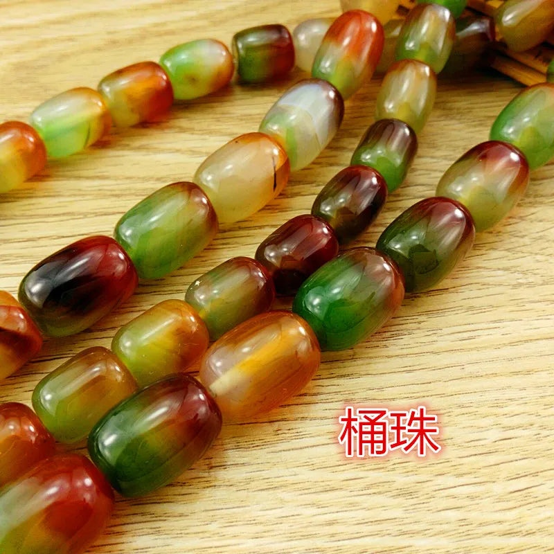 Peacock Agate Barrel Rice Beads Strand Tibetan Jewelry Findings DIY