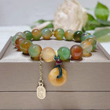 Colorful Peacock Agate Buckle Bracelet for Women