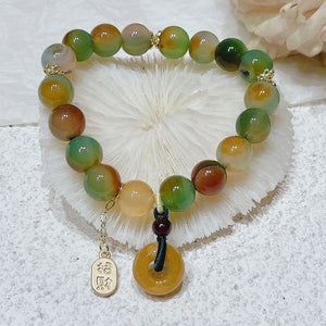 Colorful Peacock Agate Buckle Bracelet for Women