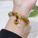Colorful Peacock Agate Buckle Bracelet for Women