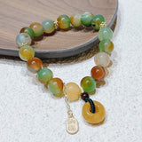Colorful Peacock Agate Buckle Bracelet for Women