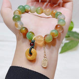 Colorful Peacock Agate Buckle Bracelet for Women